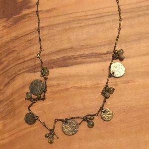 Green and bronze beaded necklace